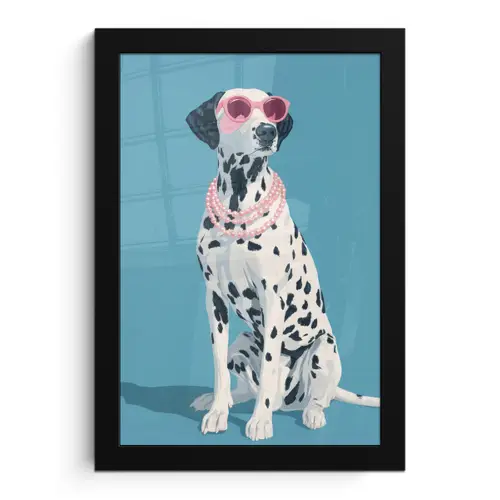 Dalmatiër - Zonnebril - Blauw fotolijst zwart zonder passe partout klein -3d