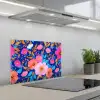 Bloemen - Blauw - Roze keuken achterwand spatscherm klein -3d_schuin
