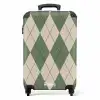 Groen met beige ruit patroon NBS - Handbagage koffer - Unisex middel -productfoto_recht