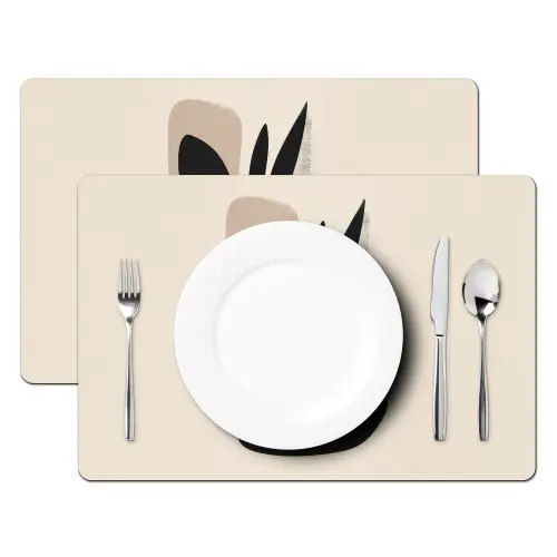Plant - Beige - Japandi Placemat vinyl groot -zzsfeer2_Kitchenyeah-website
