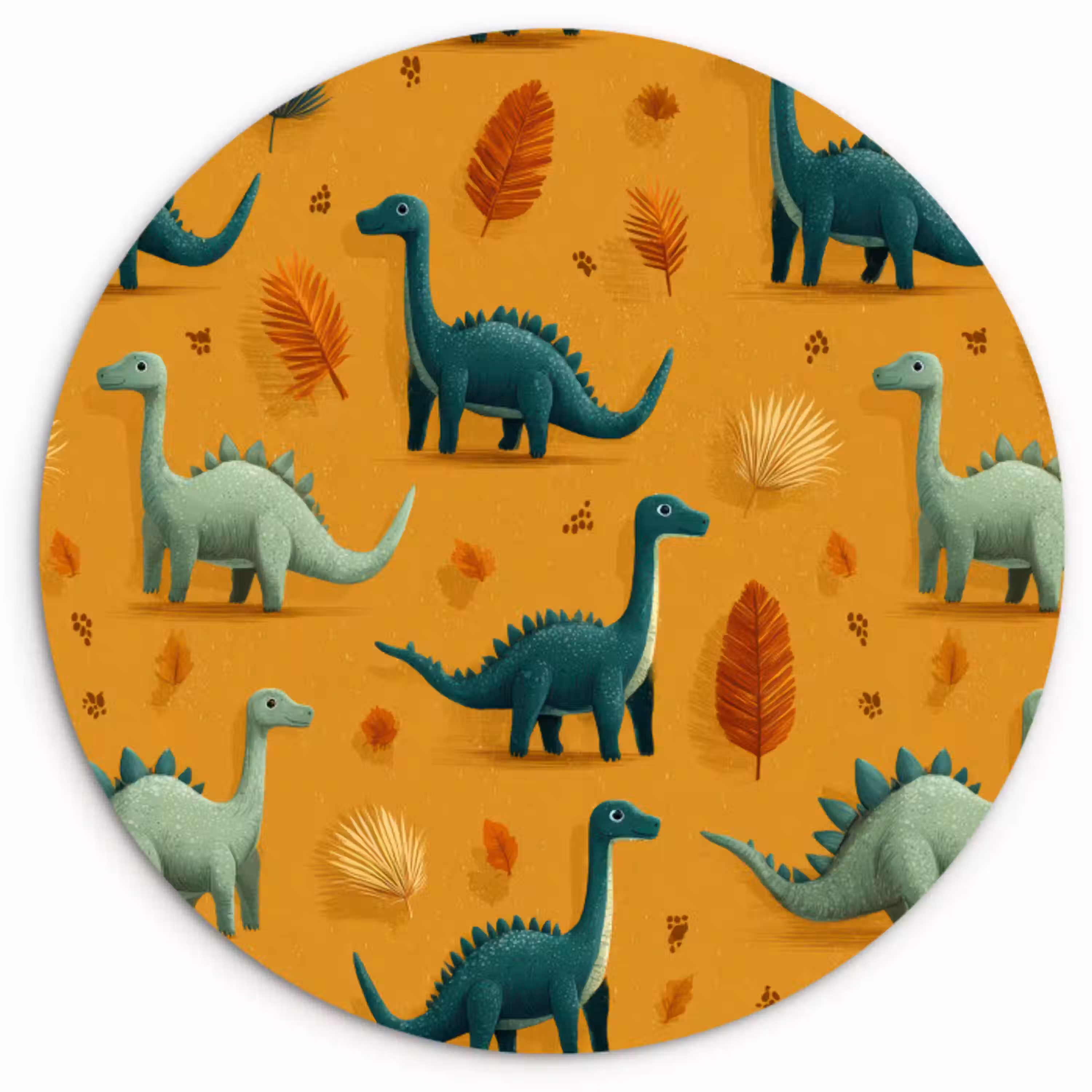 Dinosaurussen - Stekels - Herfstbladeren - Bruin Wandcirkel kunststof plaat 5mm dik klein -3d
