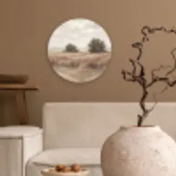 Landschap - Minimalistisch - Beige Wandcirkel kunststof plaat 5mm dik klein -sfeer1