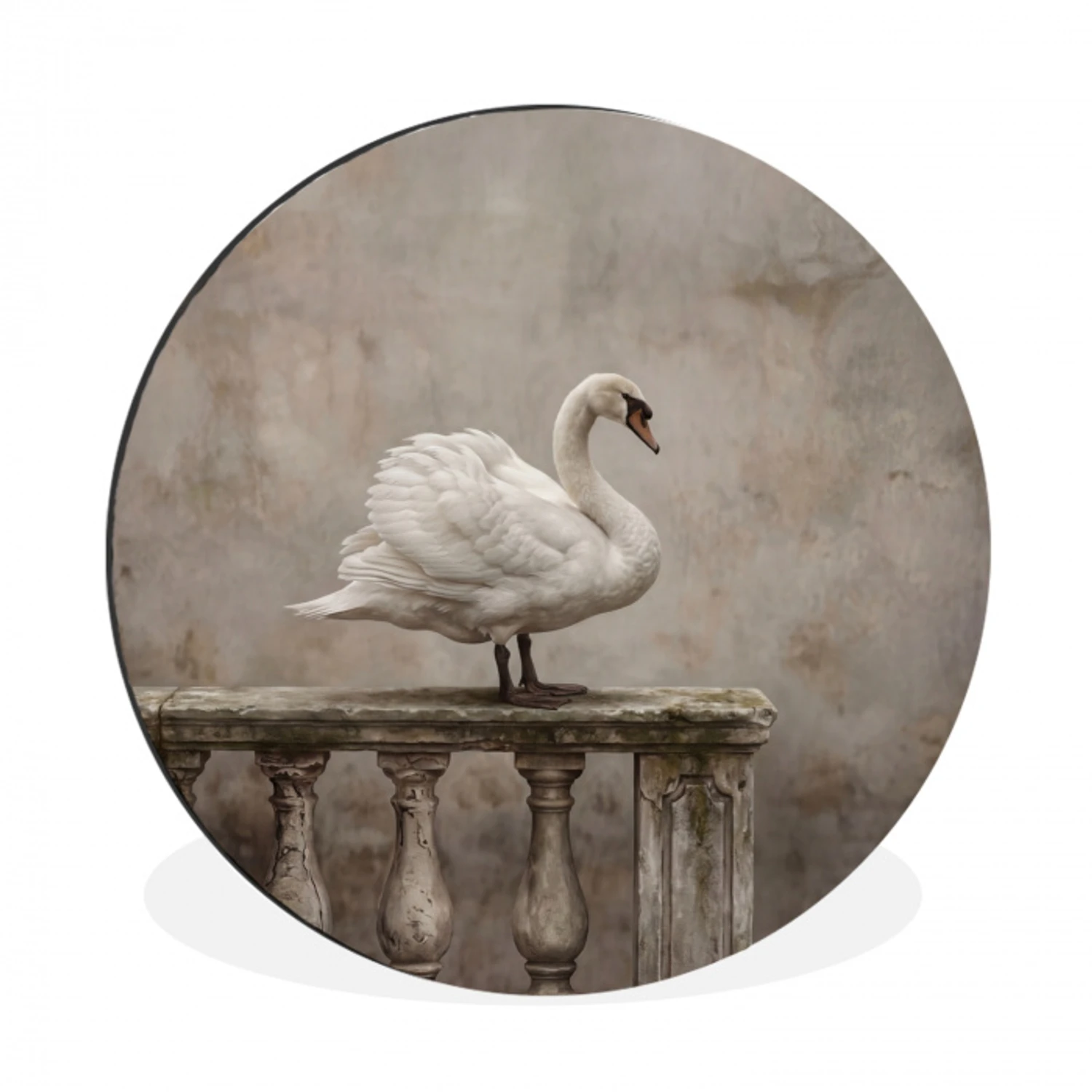 Zwaan - Elegant - Dieren - Wit Wandcirkel aluminium klein -3d