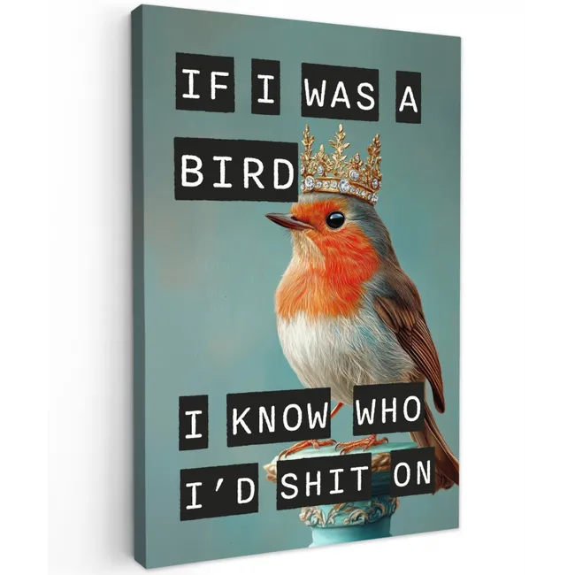 Roodborstje - Vogel - Blauw - Decoratie Tuinposter op houten frame 2 cm dik klein -3d