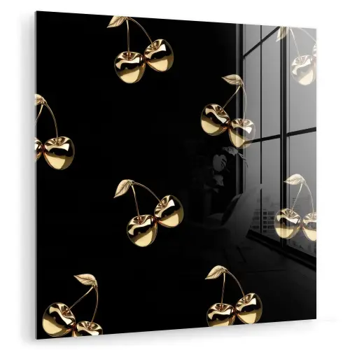 Patroon - Kersen - Goud - Chrome plexiglas 5mm klein -zzzproduct_nieuw