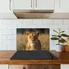 Leeuwin - Gras - Geel keuken achterwand spatscherm klein -sfeer2