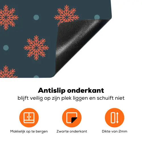 Patroon - Sneeuwvlokken - Blauw Inductie beschermer vinyl 3mm klein 276 -zzzzzzz-td-onderkant