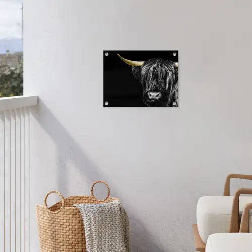 Schotse hooglander - Goud - Vacht - Dieren - Koe tuinposter los doek klein -sfeer8