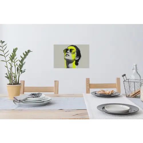 Vrouw - Bril - Verf Muursticker klein -eettafel