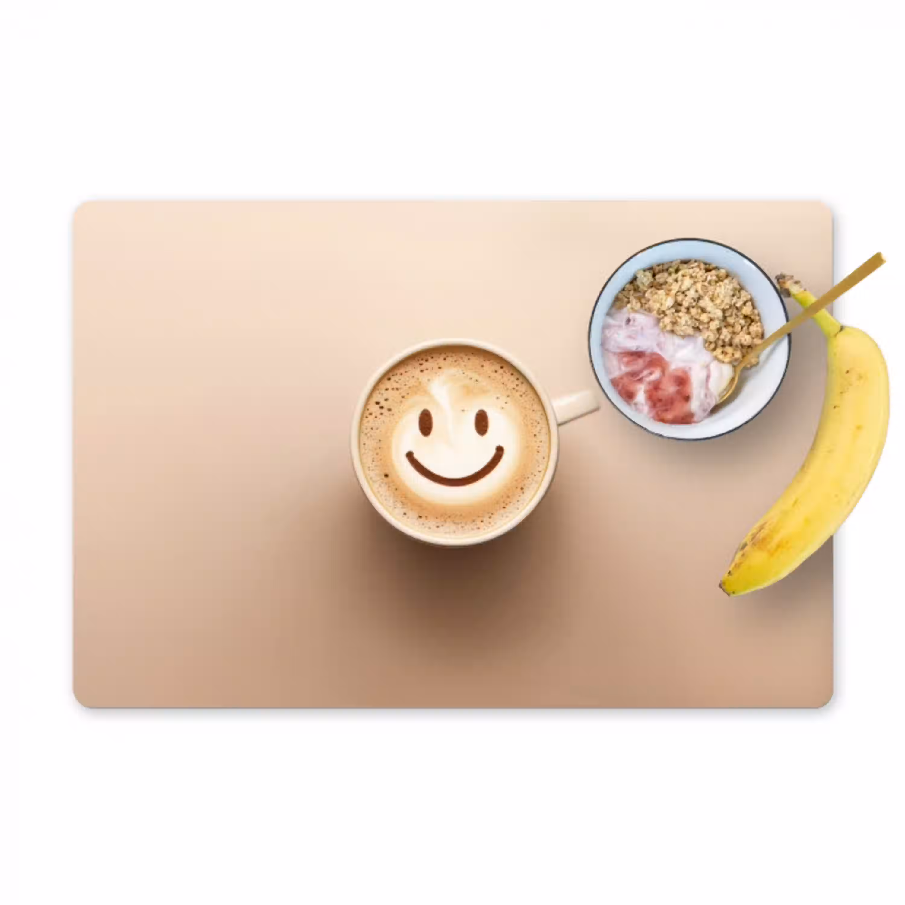 Koffie - Melkschuim - Lach - Beige Placemat vinyl groot -zzzproduct_Kitchenyeah-website