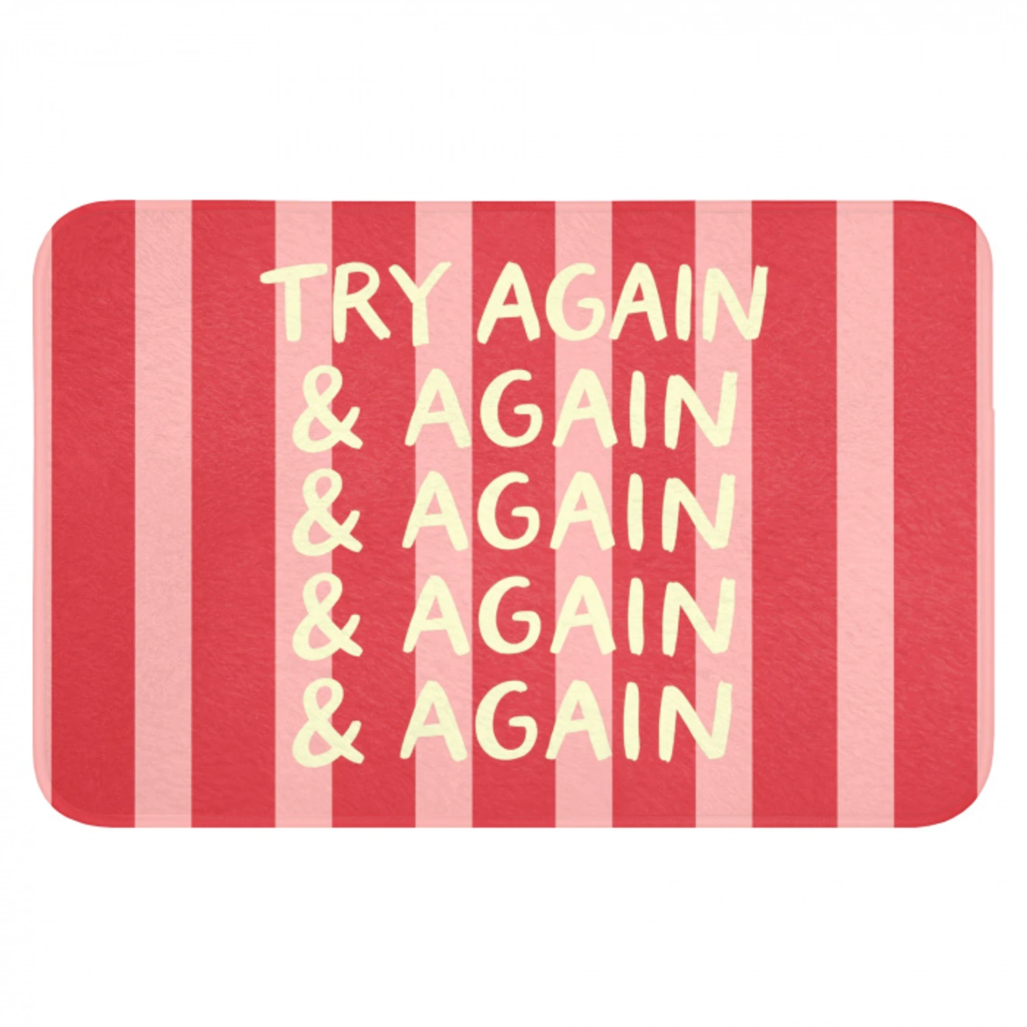 Strepen - Rood - Try again Badmat klein -3d