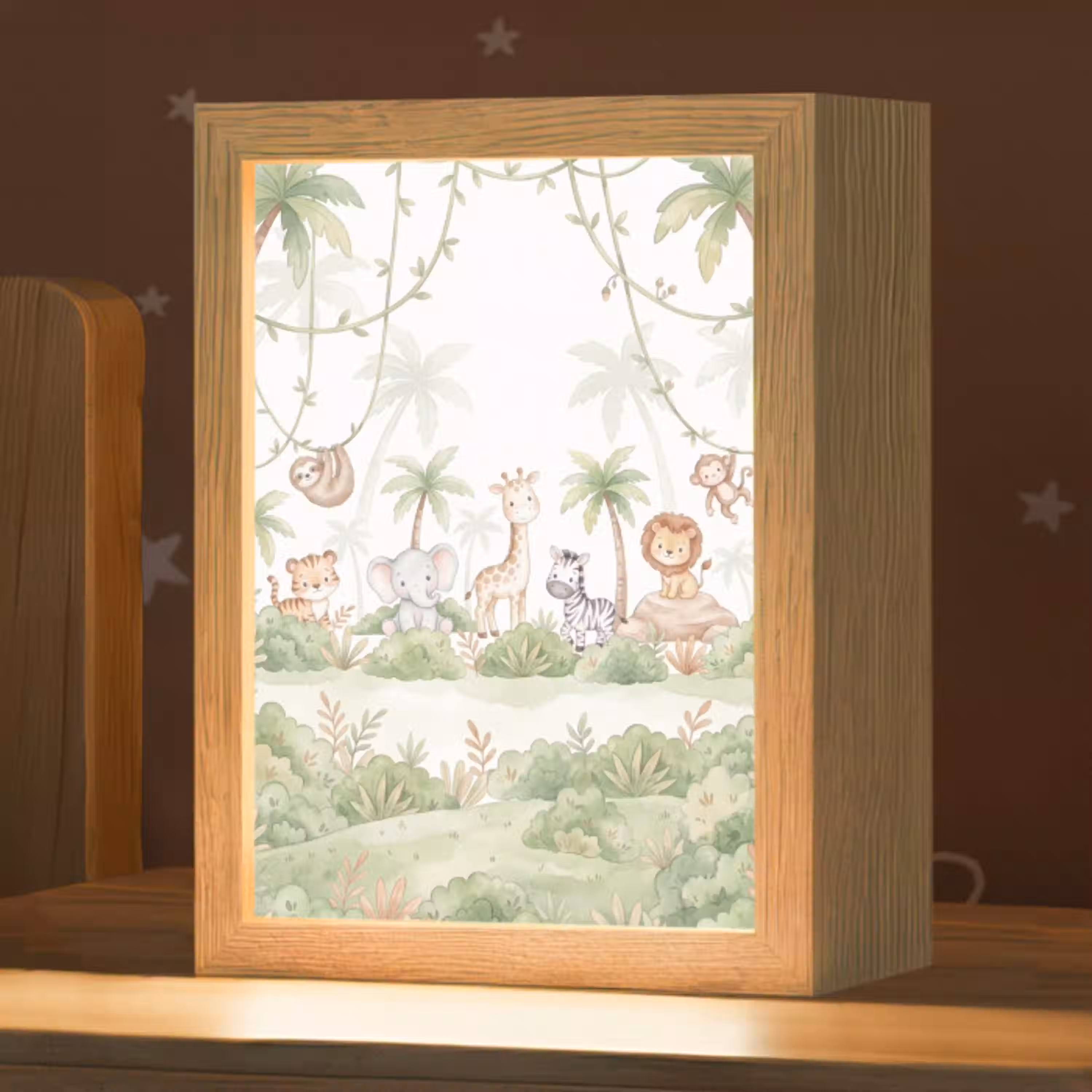 Dieren - Jungle - Pastel Light Box met kabel (Kinderlampje) klein -zzz_3d_website