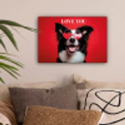 Hond - Hartjesbril - Loveyou - Rood canvas 2cm klein -sfeer1