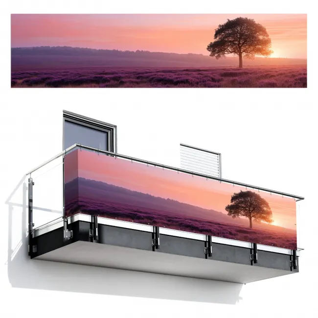 Balkonscherm - Boom - Heide - Zonsopgang