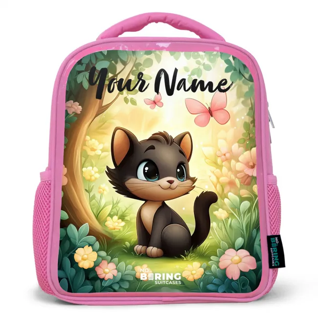 Kids' Backpacks with name Pink -. Cat - Butterfly - Flowers