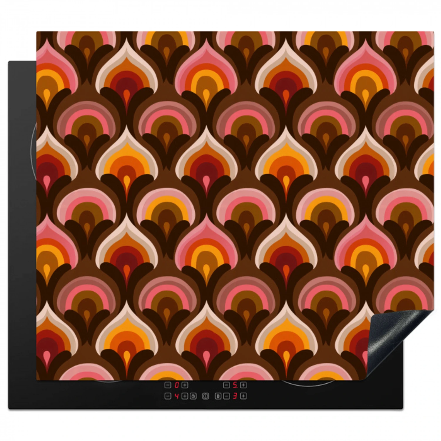 Patroon - Retro - Kleurrijk Inductie beschermer vinyl 3mm middel 274 -3d