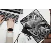 Luipaard - Zwart - Wit - Oog laptophoes neopreen klein -bureau