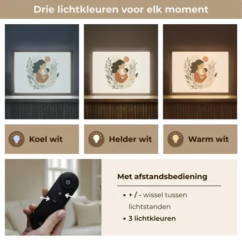 Illustratie - Moeder - Kind - Liefdevol Light Box met batterij (Wandlamp) middel -USP_lichtkleurNL
