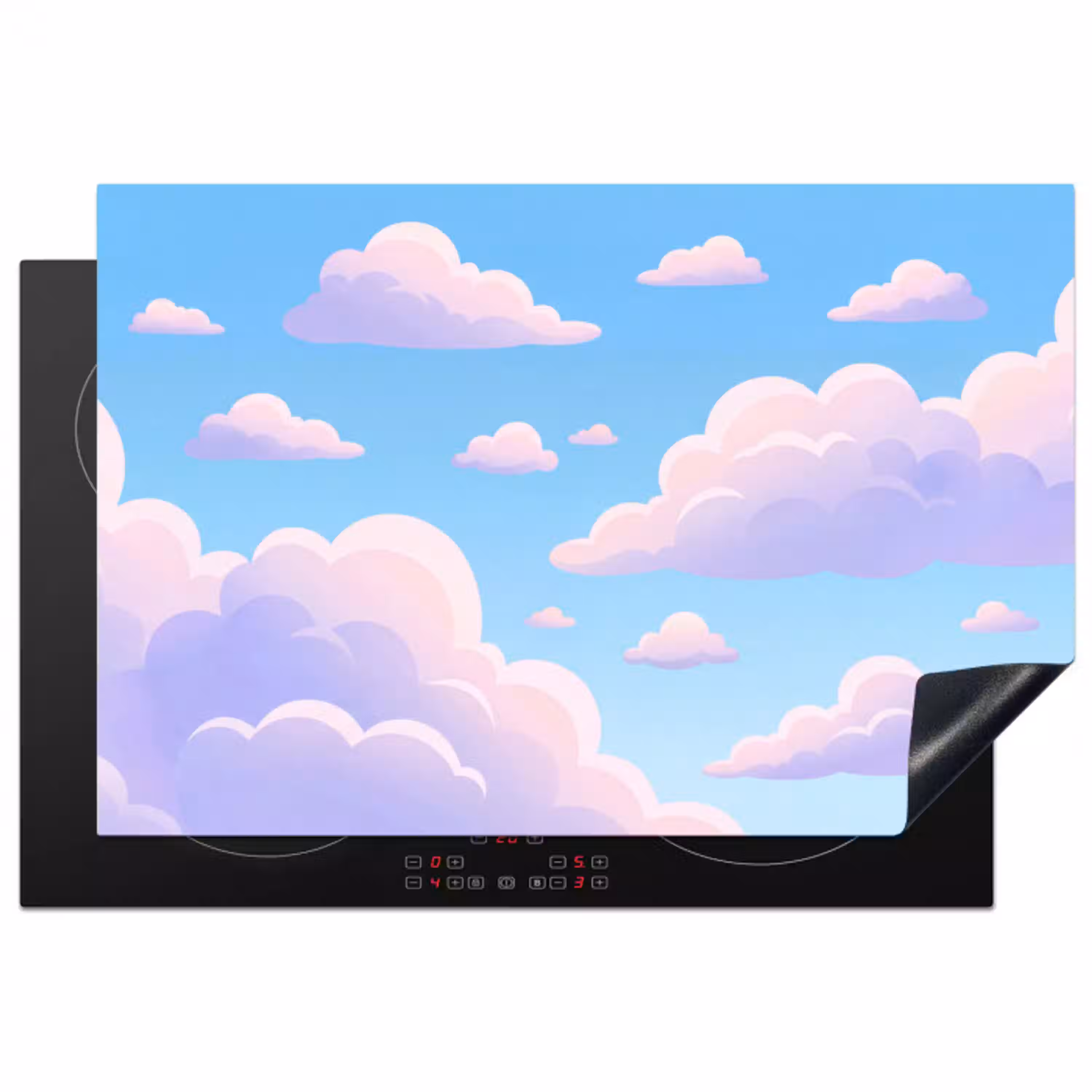 Wolken - Roze - Blauw - Natuur - Modern Inductie beschermer vinyl 3mm klein -3d