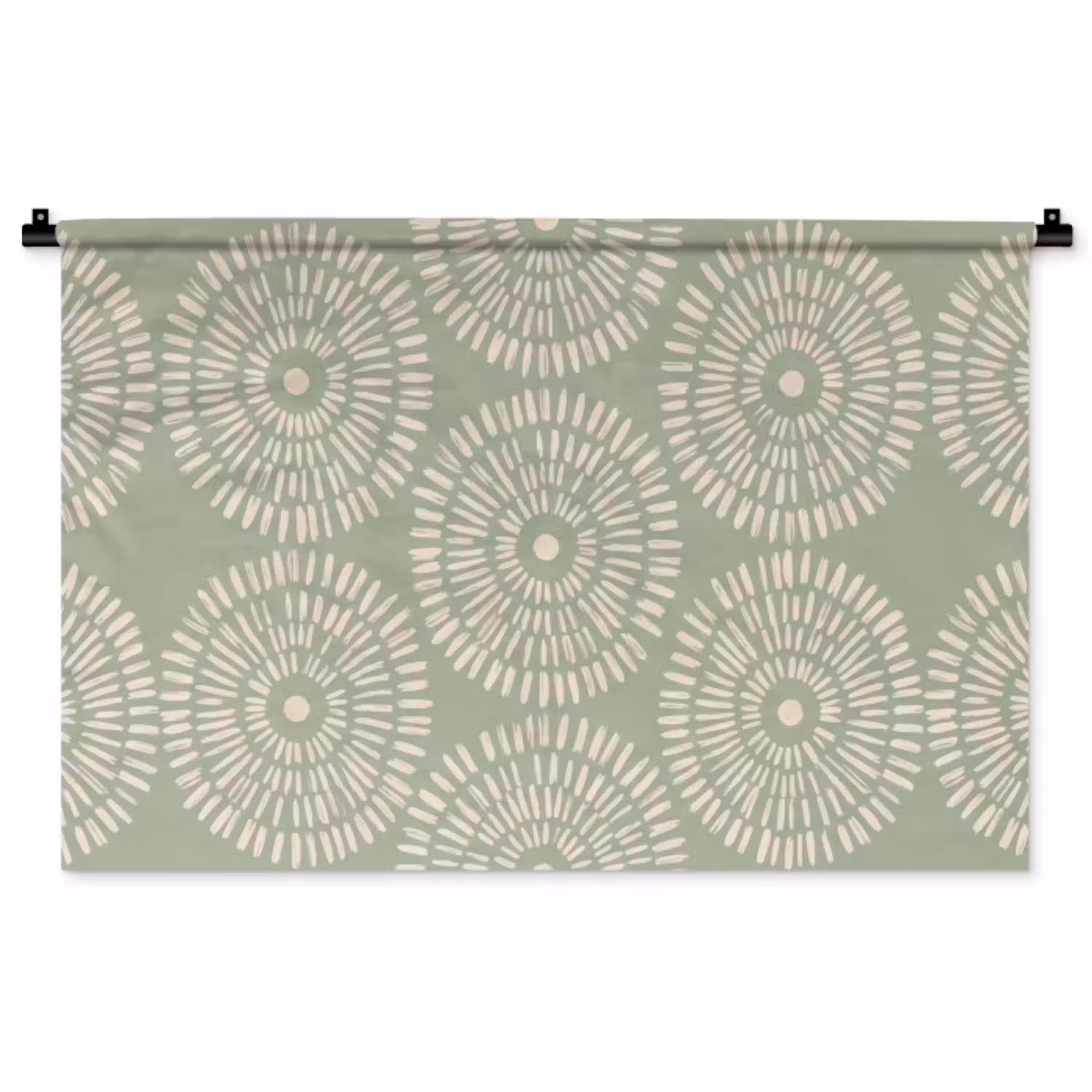 Patroon - Cirkels - Abstract - Modern - Groen Wandkleed katoen middel -zz3d