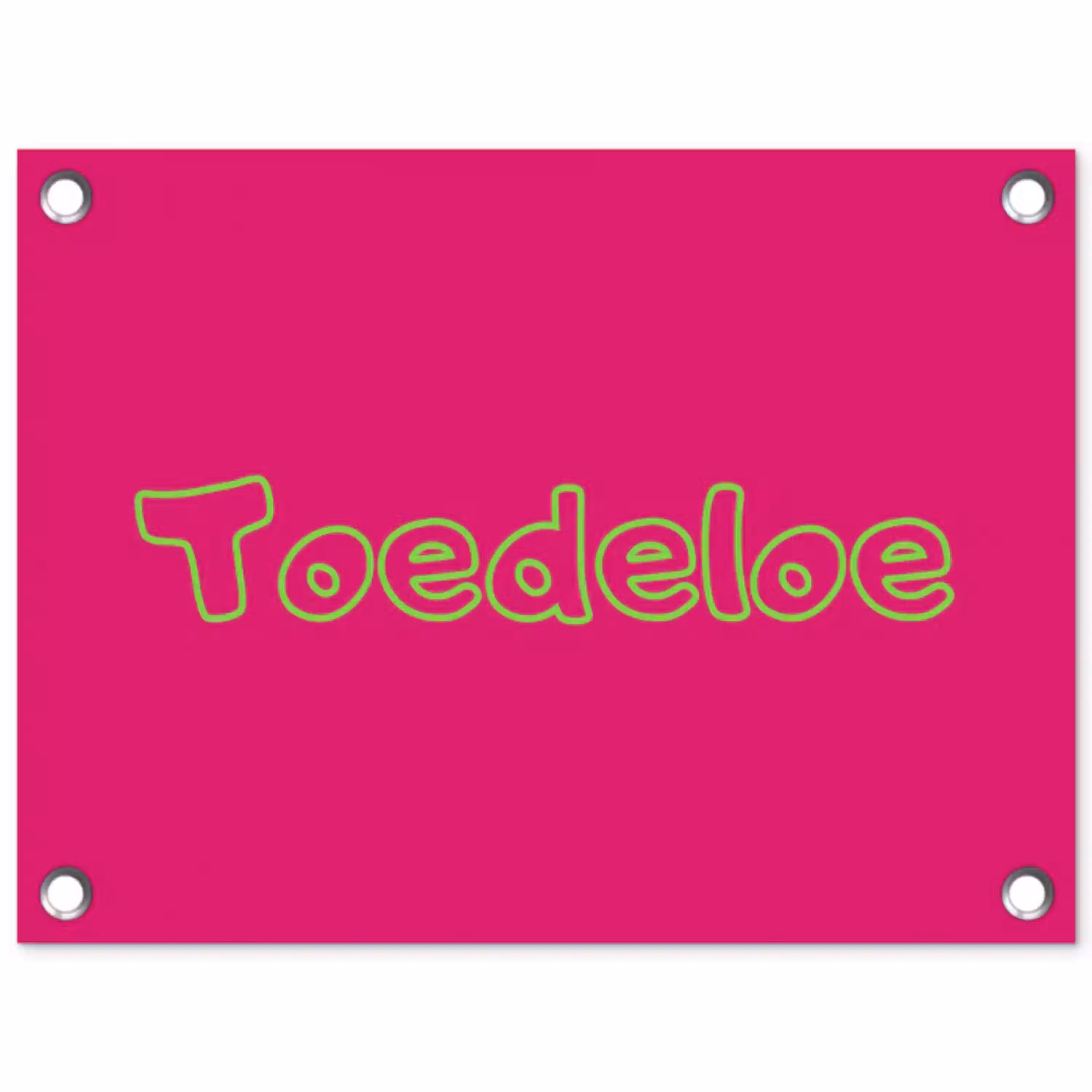Toedeloe - Groen - Roze tuinposter los doek klein -3d