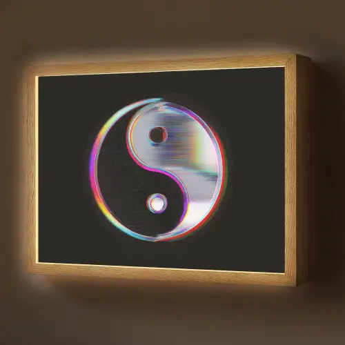 Yin-Yang - Cirkel - Regenboog Light Box met batterij (Wandlamp) middel -z3d_website