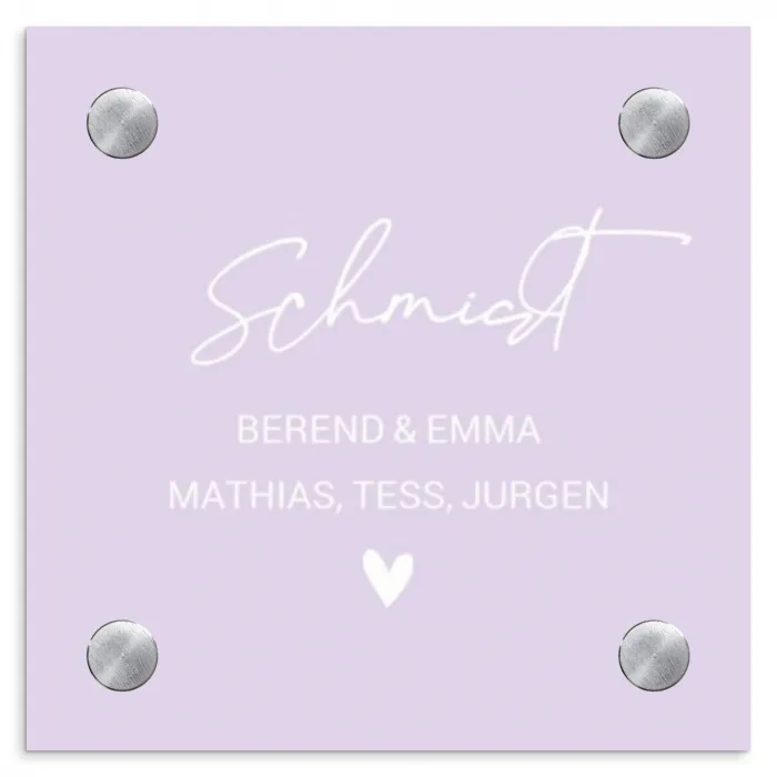 Lila - Sierlijk Naambord Vierkant klein -3d