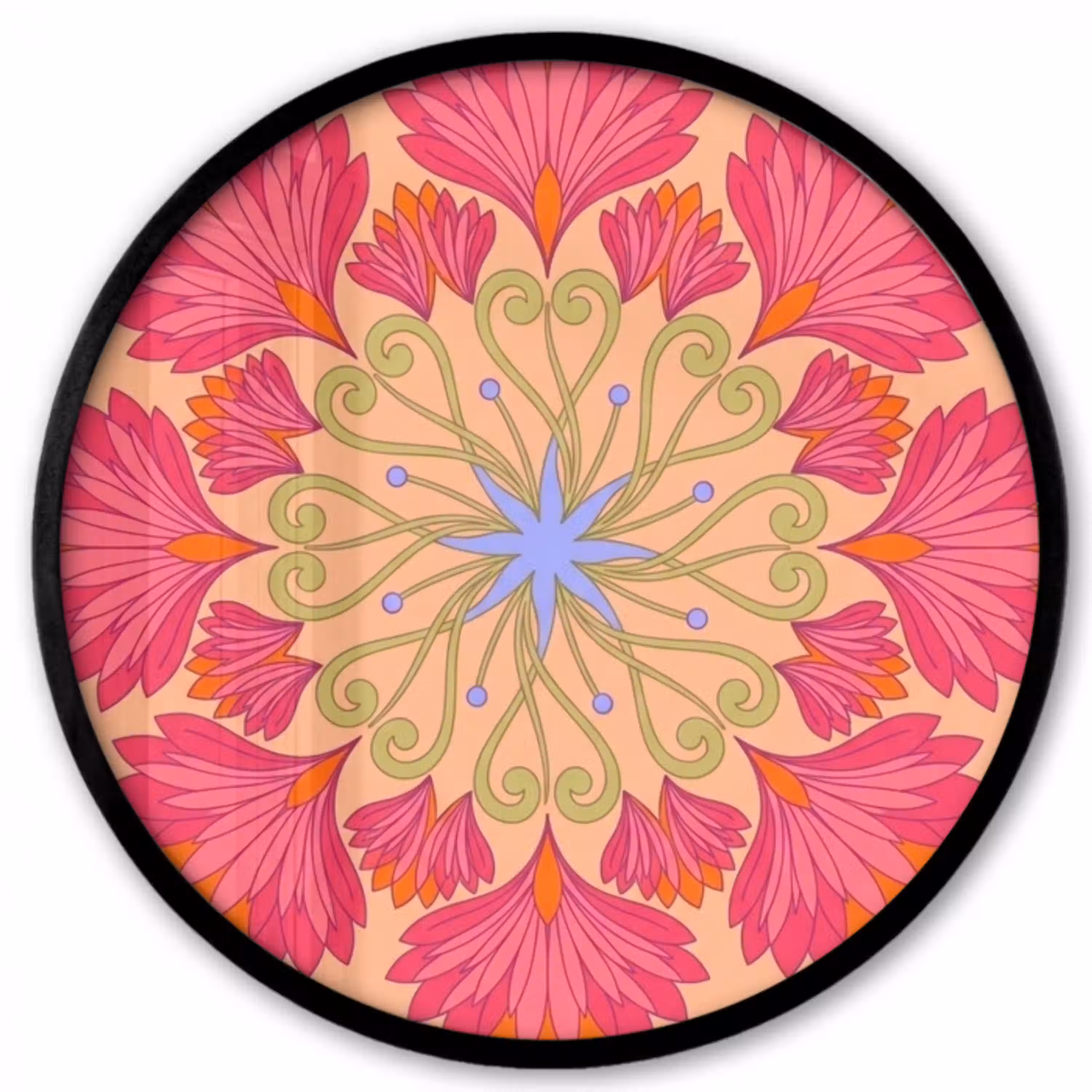 Bloemen - Patroon - Abstract - Roze - Decoratief Fotolijst rond zonder passe partout klein -3d