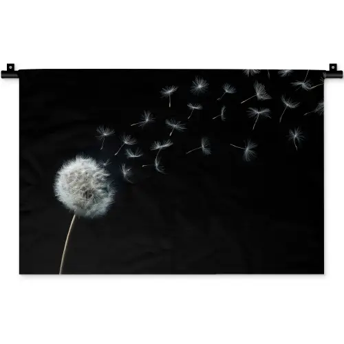 Paardenbloem - Zwart - Natuur Wandkleed katoen klein -zz3d