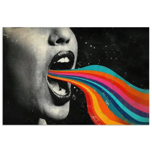 Mond - Golven - Regenboog poster papier klein -3d