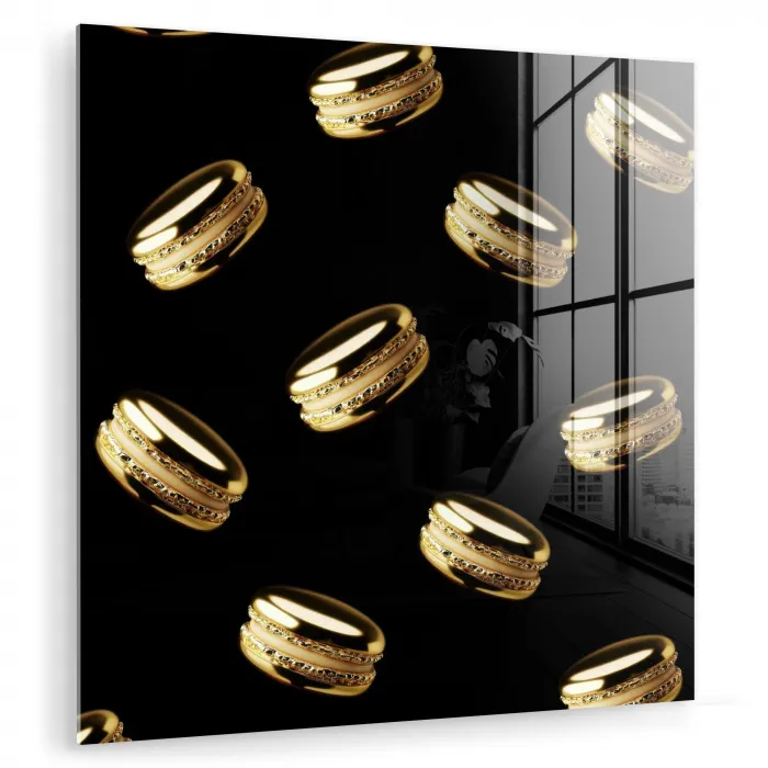 Macarons - Patroon - Goud - Zwart plexiglas 5mm klein -zzzproduct_nieuw
