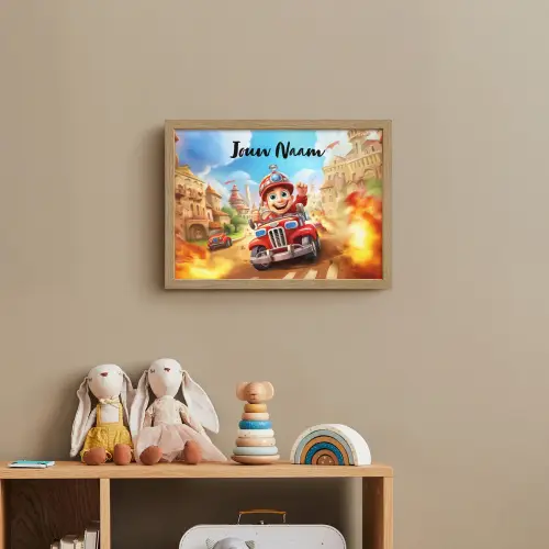 Brandweer - Jongens - Kinderen - Auto Light Box met batterij (Wandlamp kind) middel -sfeer2_kind