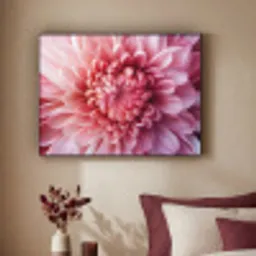 Dahlia - Bloem - Close up - Roze Textielframe zwart klein -sfeer1