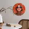 Vrouw - Kleurrijk - Dierenprint - Bloemen Wandcirkel behangsticker klein -sfeer3