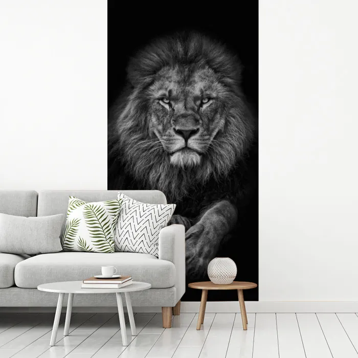 Leeuw - Dieren - Zwart - Wit fotobehang vinyl groot -woonkamer