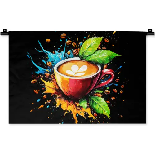 Koffie - Graffiti - Drinken - Abstract Wandkleed katoen klein -zz3d