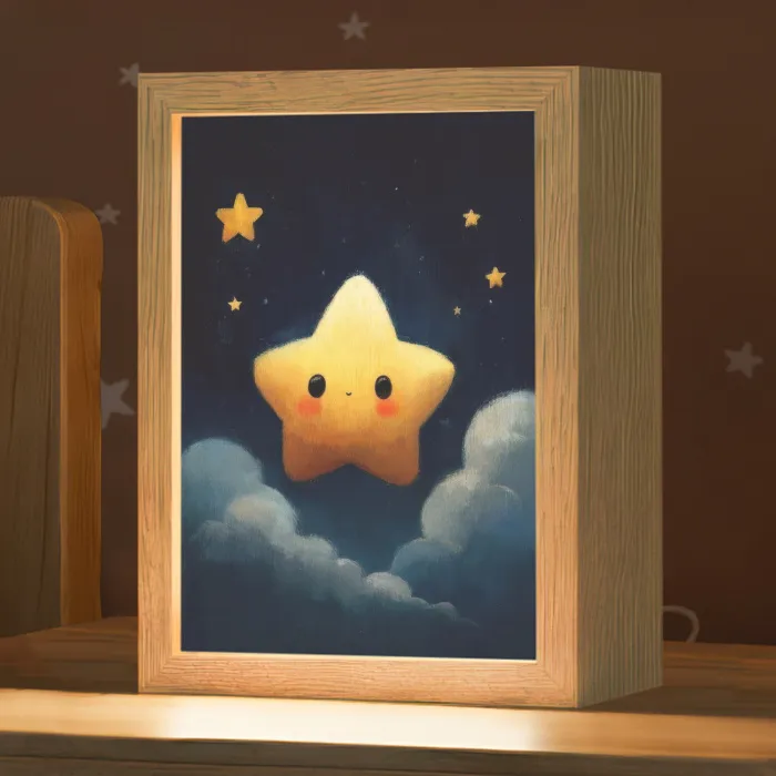 Ster - Gezichtje - Nacht - Wolken Light Box met kabel klein -zzz_3d_website