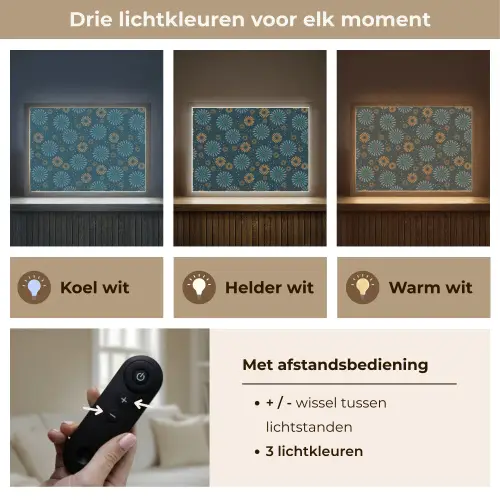 Blauw - Patroon - Retro Light Box met batterij (Wandlamp) middel 907 -USP_lichtkleurNL