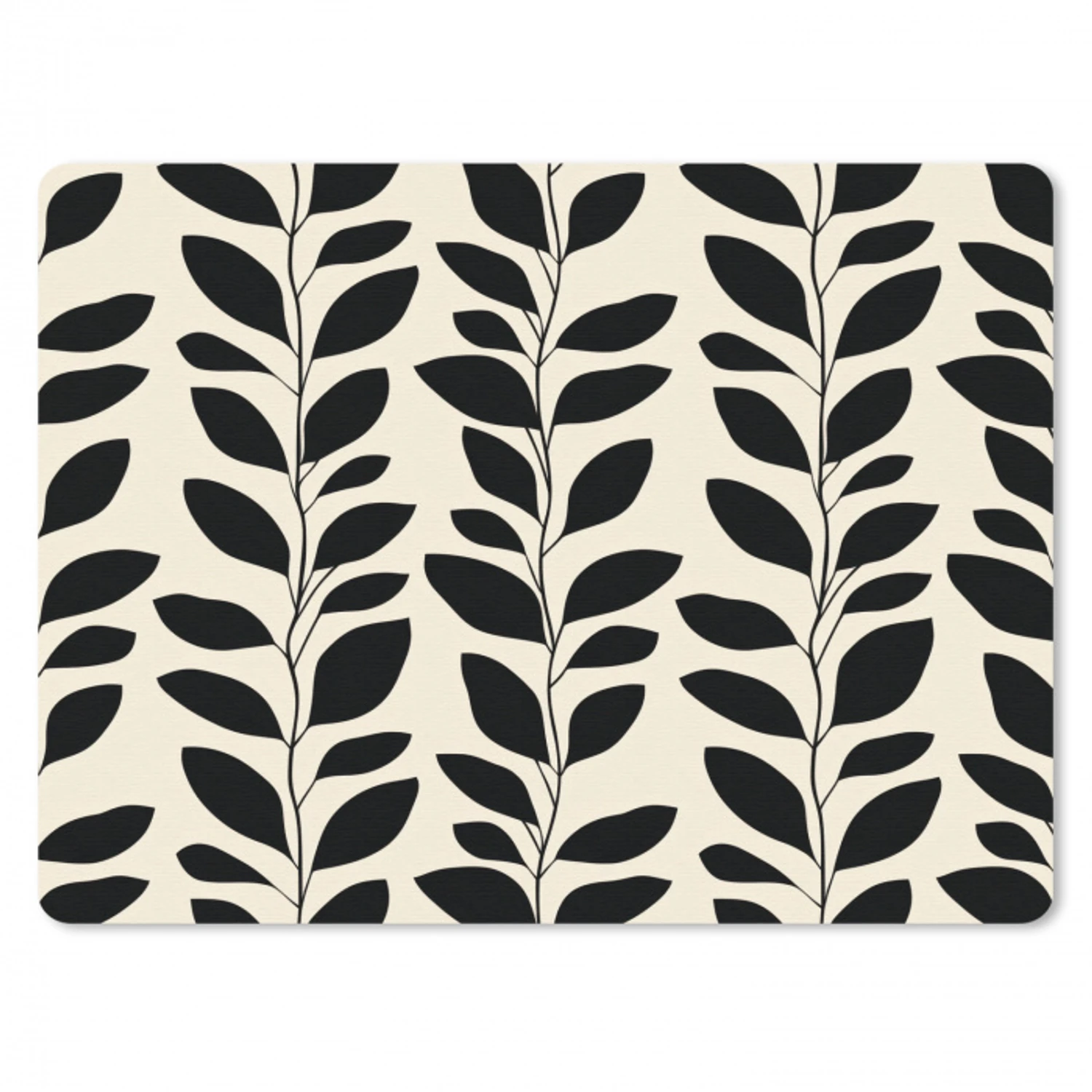 Botanisch - Dessin - Zwart - Beige muismat rubber klein 262 -3d