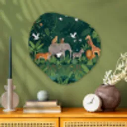 Tropisch - Jungle -  Groen Wandcirkel Organisch Aluminium middel -sfeer2