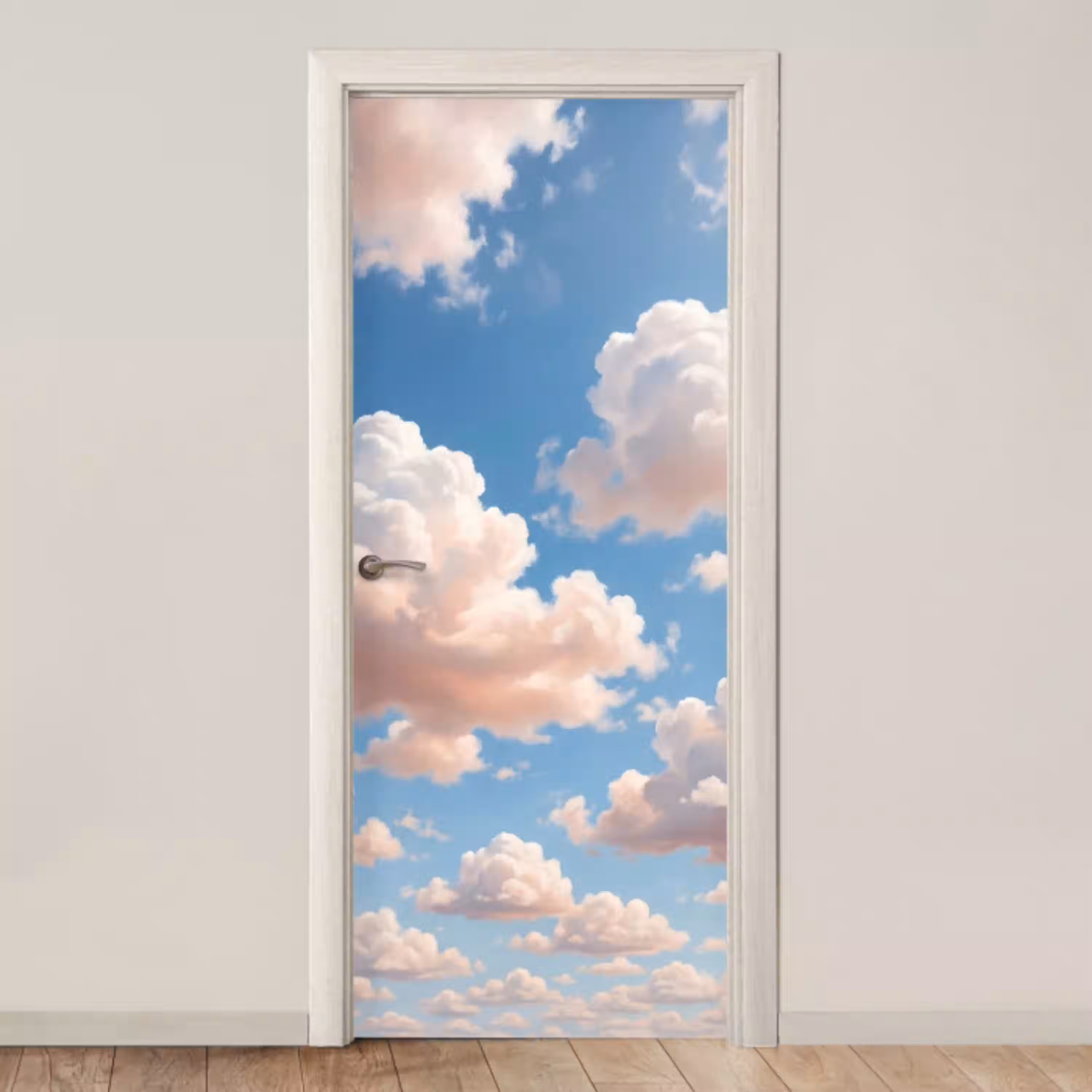 Wolken - Hemel - Natuur - Licht - Blauw deurposter klein -3d_beige