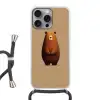 Beer - Minimalistisch - Bruin Hoesje iPhone 16 Pro Max met koord klein -3d