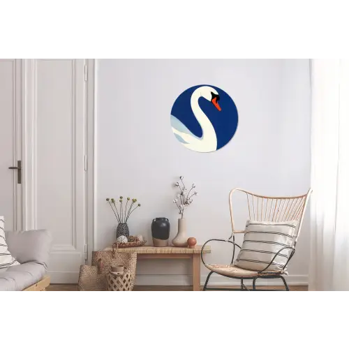 Zwaan - Wit - Snavel - Illustratie Wandcirkel aluminium klein -woonkamer
