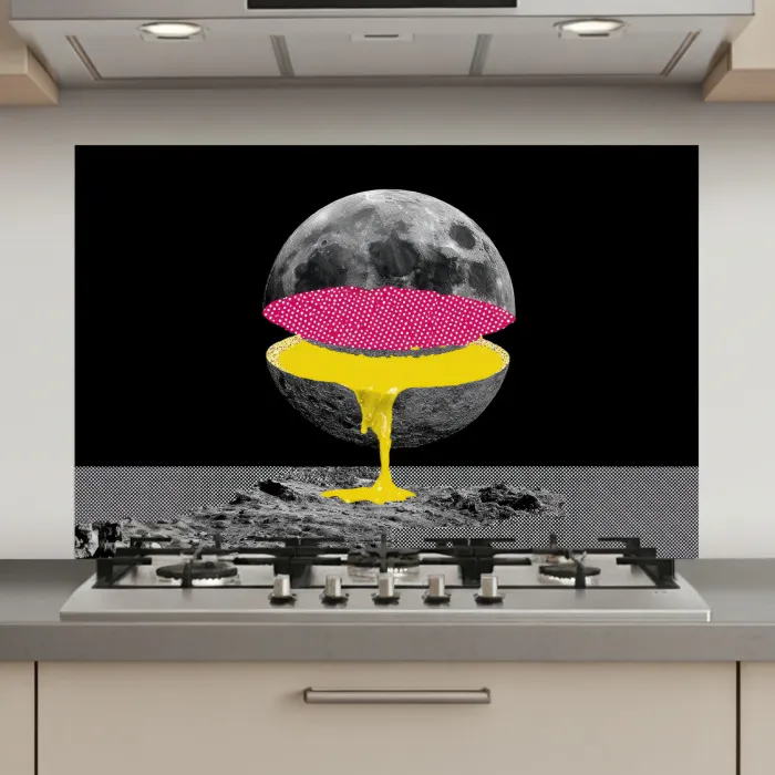 Maan - Geel - Roze - Zwart keuken achterwand spatscherm klein -3d_website