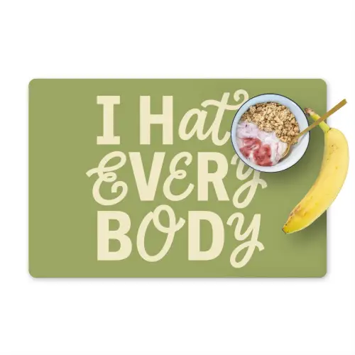 I hate everybody - Groen - Retro Placemat vinyl groot -zzzproduct_Kitchenyeah-website