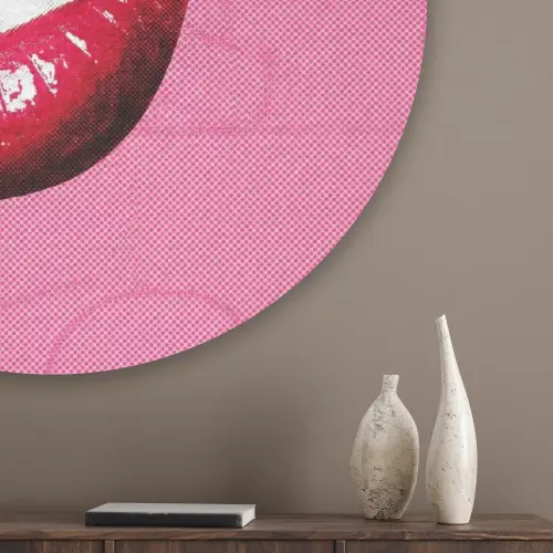 Lippen - Tekst - Kleurrijk Akoestische PET Vilt - Rond klein -sfeer5_closeup