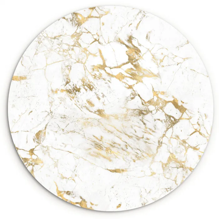 Wit - Marmer - Luxe - Goud Wandcirkel plexiglas klein 852 -3d