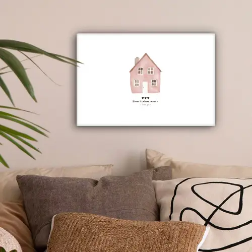 Huisje - Roze - Quote - Moeder canvas 2cm klein -sfeer1