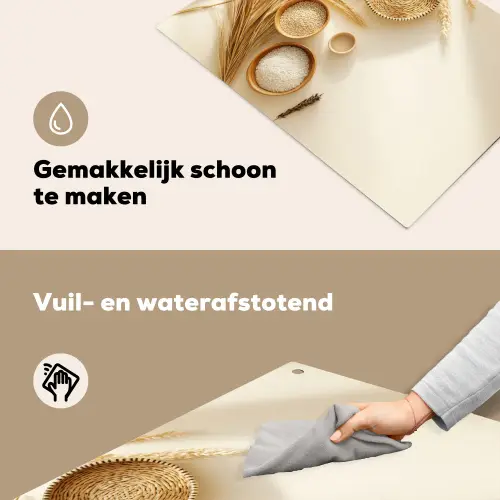 Granen - Hout - Kom - Beige Inductie beschemer met haakjes klein -ky-schoon-nl