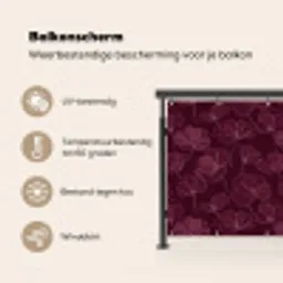 Bloemen - Patroon - Bordeauxrood Balkonbeschermer Duitsland klein 596 -specs_NL
